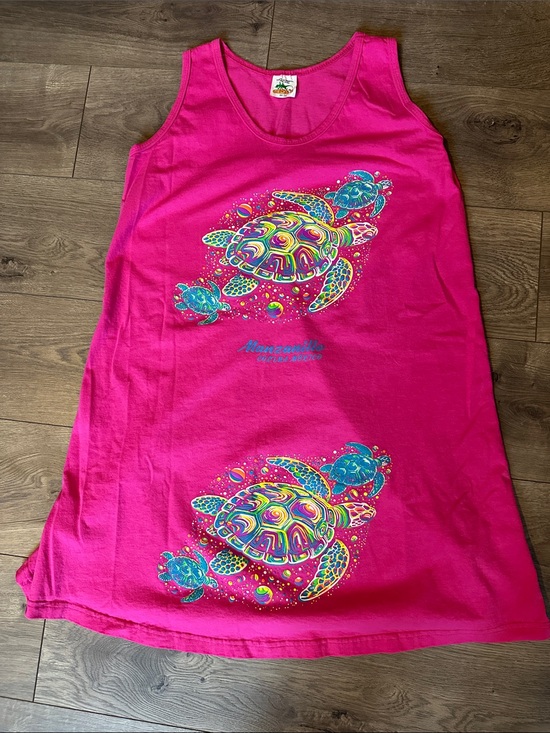 Other - Bright Pink Tank Dress with Colorful Turtle Graphic size M